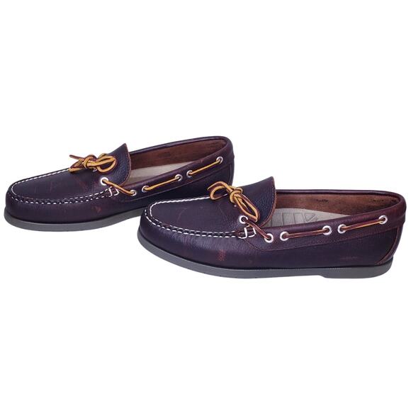 L.L. BEAN Brown Peebled Leather Boat Shoes Men's Size 8.5 D in EUC - Picture 1 of 16